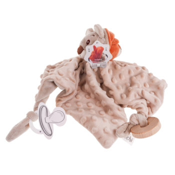 Zestaw sensoryczny 4w1 dla Niemowląt 0+ Miękki Kocyk + 2 Zawieszki z Drewnem + Drążek z zawieszkami